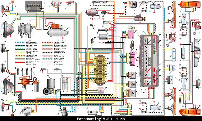 Схема электрооборудования автомобиля ВАЗ–2101, ВАЗ–2102