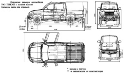 Размеры УАЗ Пикап УАЗ-23632 с полной массой