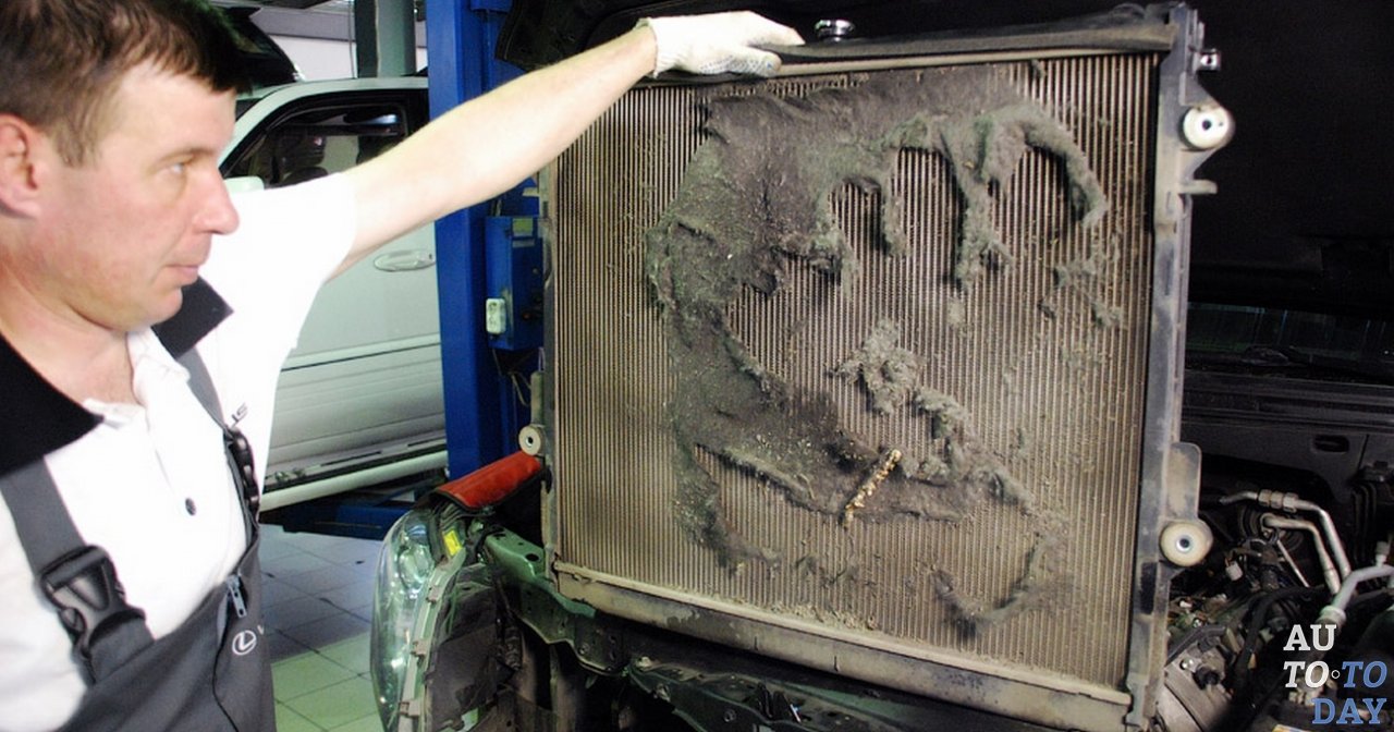 Забитый радиатор охлаждения