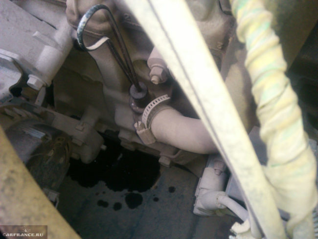 Масляные пятна на дождевике двигателя в ВАЗ-2110