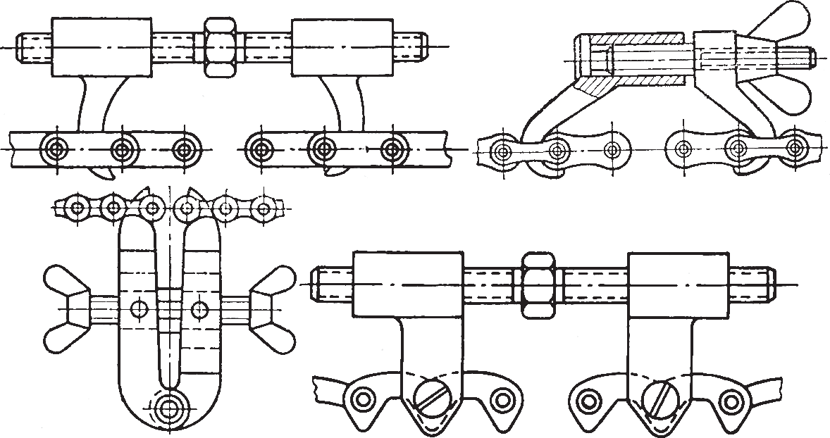 Приспособления для соединения звеньев втулочно-роликовой и зубчатой цепи