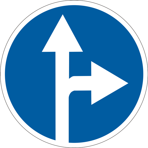 Знак 4.1.5 «Движение прямо или направо»