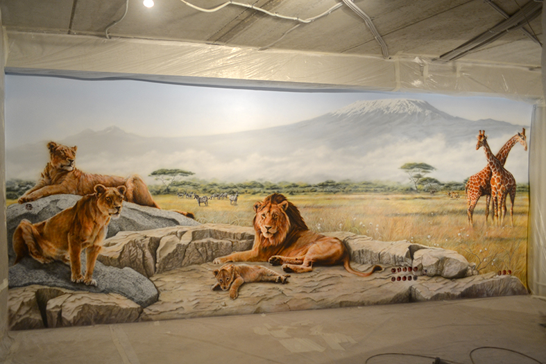 нарисовать львов на стене