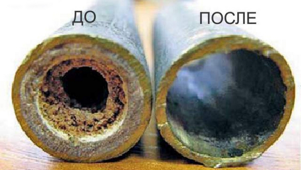 Трубки до и после промывки радиатора