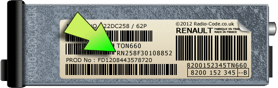Renault Radio Code Serial Number Examples